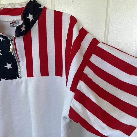 ESY‎ - vintage sportswear 3/4 zip flag sweatshirt, xl - Picture 4 of 9